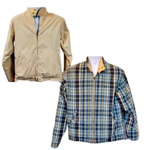 Men's American Eagle Plaid Khaki Reversible Coat S